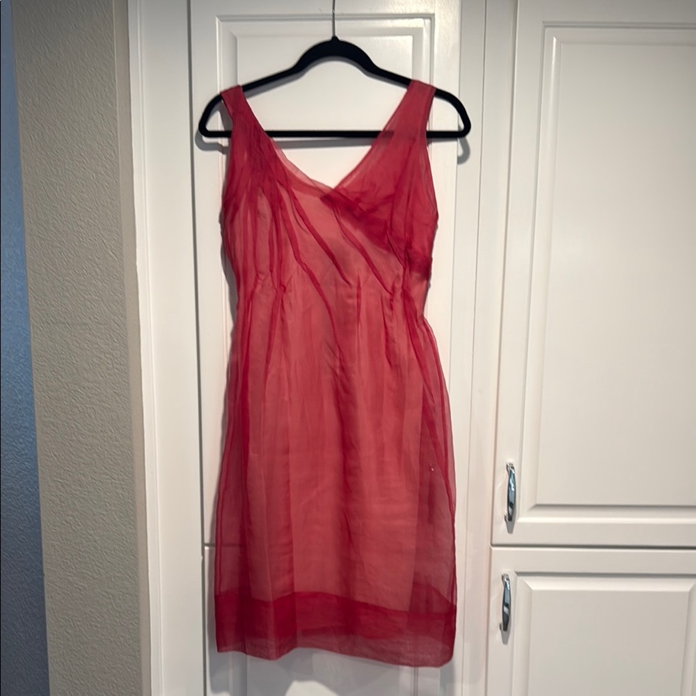 BCBGMaxAzria Pink Pleated Dress V-neck Sleeveless